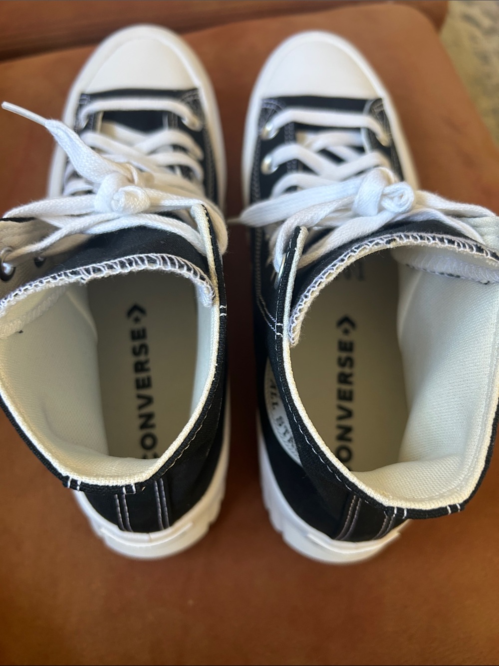 Black High-Top Canvas Platform Sneakers with White Accents - Picture 10 of 12